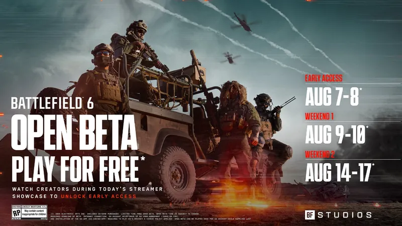 Official Battlefield 6 art: Open Beta art: a squad rides into battle on a vehicle