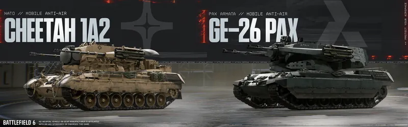 Official Battlefield 6 art: Cheetah 1A2 and GE-26 PAX