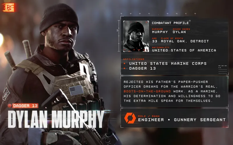 Official Battlefield 6 art: Dagger 13 profile: Dylan Murphy
