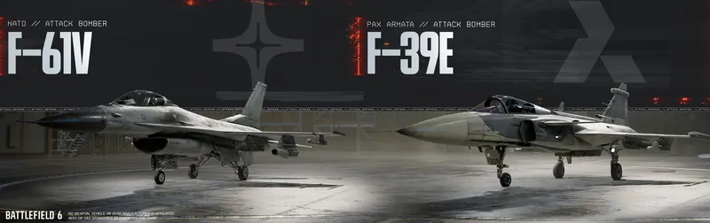 Official Battlefield 6 art: F-61V and F-39E jets