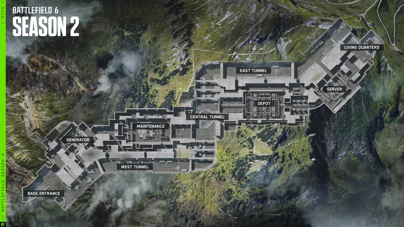 Official Battlefield 6 art: Hagental Base from above