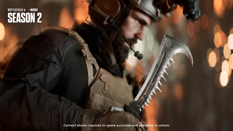 Official Battlefield 6 art: A soldier grips the KAPOK machete