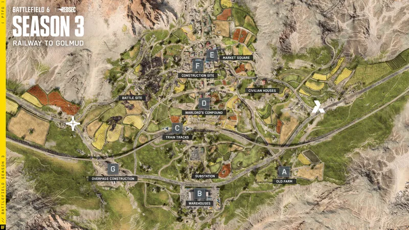 Official Battlefield 6 art: Railway to Golmud from above