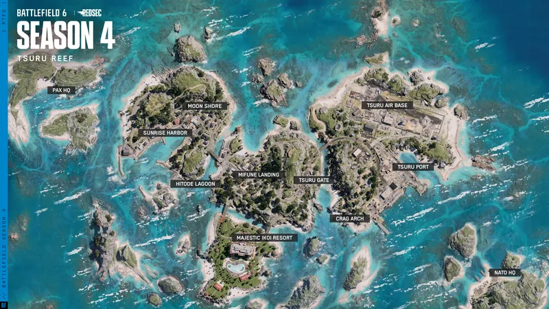 Official Battlefield 6 art: Tsuru Reef from above